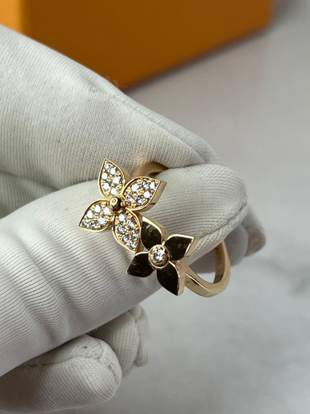LOUIS VUITTON 18K Pink Gold Diamond Star Blossom Ring Size 56 (US 7.5)