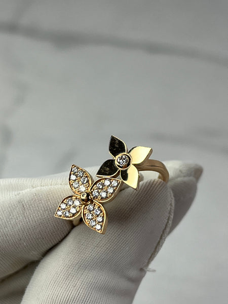 LOUIS VUITTON 18K Pink Gold Diamond Star Blossom Ring Size 56 (US 7.5)