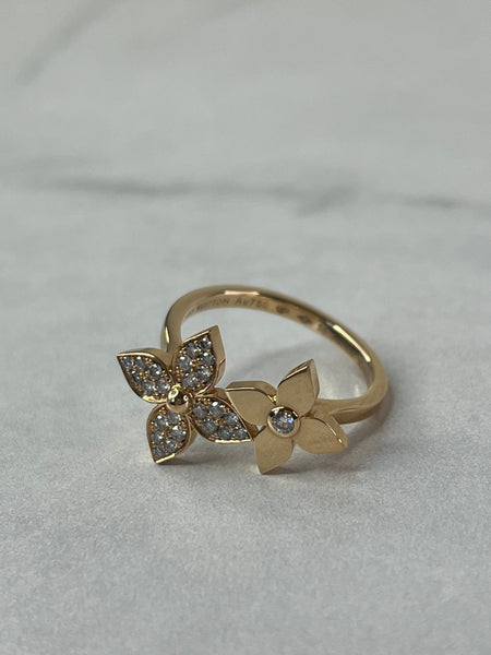 LOUIS VUITTON 18K Pink Gold Diamond Star Blossom Ring Size 56 (US 7.5)