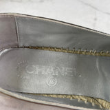 CHANEL Silver Metallic Laminated CC Espadrilles Size 37