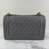 CHANEL Grey Caviar Quilted Medium Boy Flap Bag