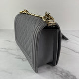 CHANEL Grey Caviar Quilted Medium Boy Flap Bag