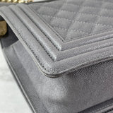 CHANEL Grey Caviar Quilted Medium Boy Flap Bag