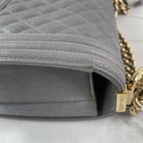 CHANEL Grey Caviar Quilted Medium Boy Flap Bag