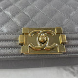 CHANEL Grey Caviar Quilted Medium Boy Flap Bag