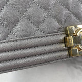 CHANEL Grey Caviar Quilted Medium Boy Flap Bag