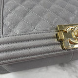 CHANEL Grey Caviar Quilted Medium Boy Flap Bag