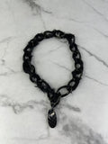 Burberry Black Check Pendant Chain Necklace