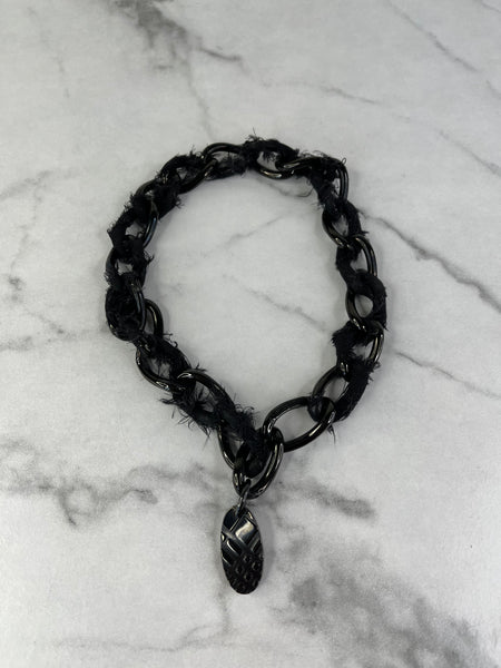 Burberry Black Check Pendant Chain Necklace
