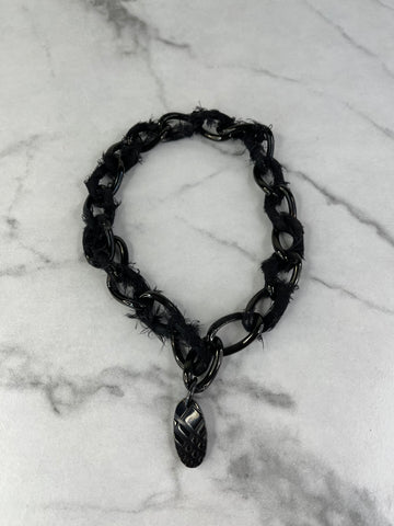 Burberry Black Check Pendant Chain Necklace