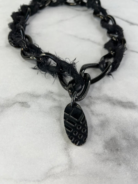 Burberry Black Check Pendant Chain Necklace