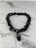 Burberry Black Check Pendant Chain Necklace
