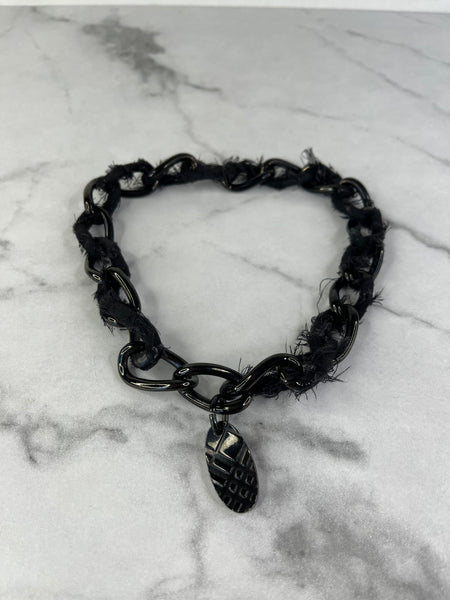 Burberry Black Check Pendant Chain Necklace