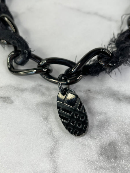 Burberry Black Check Pendant Chain Necklace