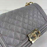 CHANEL Grey Caviar Quilted Medium Boy Flap Bag