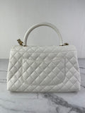 CHANEL White Caviar Quilted Medium Coco Handle Shoulder Flap Bag