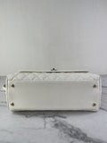 CHANEL White Caviar Quilted Medium Coco Handle Shoulder Flap Bag