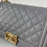 CHANEL Grey Caviar Quilted Medium Boy Flap Bag