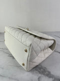 CHANEL White Caviar Quilted Medium Coco Handle Shoulder Flap Bag
