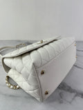 CHANEL White Caviar Quilted Medium Coco Handle Shoulder Flap Bag