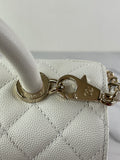 CHANEL White Caviar Quilted Medium Coco Handle Shoulder Flap Bag