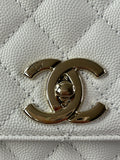 CHANEL White Caviar Quilted Medium Coco Handle Shoulder Flap Bag