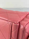 CHANEL Coral Pink Shiny Lambskin Quilted Trendy Pockets Hobo Shoulder Bag