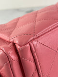 CHANEL Coral Pink Shiny Lambskin Quilted Trendy Pockets Hobo Shoulder Bag