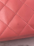 CHANEL Coral Pink Shiny Lambskin Quilted Trendy Pockets Hobo Shoulder Bag
