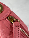 CHANEL Coral Pink Shiny Lambskin Quilted Trendy Pockets Hobo Shoulder Bag
