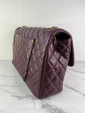 CHANEL Burgundy Grained Calfskin Quilted XXL Travel Flap Bag