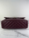 CHANEL Burgundy Grained Calfskin Quilted XXL Travel Flap Bag