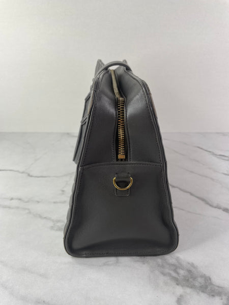 Saint Laurent Grey Calfskin Matelasse Chevron Small Monogram Cabas Shoulder/Crossbody Bag