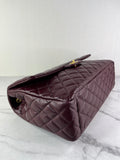 CHANEL Burgundy Grained Calfskin Quilted XXL Travel Flap Bag