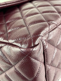 CHANEL Burgundy Grained Calfskin Quilted XXL Travel Flap Bag