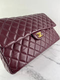 CHANEL Burgundy Grained Calfskin Quilted XXL Travel Flap Bag
