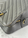 Saint Laurent Grey Calfskin Matelasse Chevron Small Monogram Cabas Shoulder/Crossbody Bag