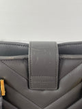 Saint Laurent Grey Calfskin Matelasse Chevron Small Monogram Cabas Shoulder/Crossbody Bag