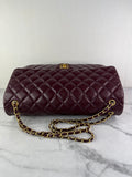 CHANEL Burgundy Grained Calfskin Quilted XXL Travel Flap Bag