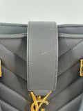 Saint Laurent Grey Calfskin Matelasse Chevron Small Monogram Cabas Shoulder/Crossbody Bag