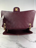 CHANEL Burgundy Grained Calfskin Quilted XXL Travel Flap Bag