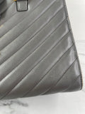 Saint Laurent Grey Calfskin Matelasse Chevron Small Monogram Cabas Shoulder/Crossbody Bag