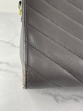 Saint Laurent Grey Calfskin Matelasse Chevron Small Monogram Cabas Shoulder/Crossbody Bag