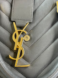 Saint Laurent Grey Calfskin Matelasse Chevron Small Monogram Cabas Shoulder/Crossbody Bag