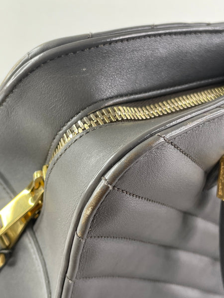 Saint Laurent Grey Calfskin Matelasse Chevron Small Monogram Cabas Shoulder/Crossbody Bag