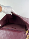 CHANEL Burgundy Grained Calfskin Quilted XXL Travel Flap Bag