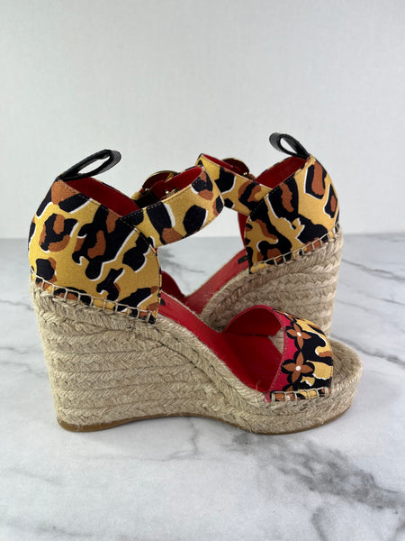Louis Vuitton Leopard Print Wedge Sandals Size 36