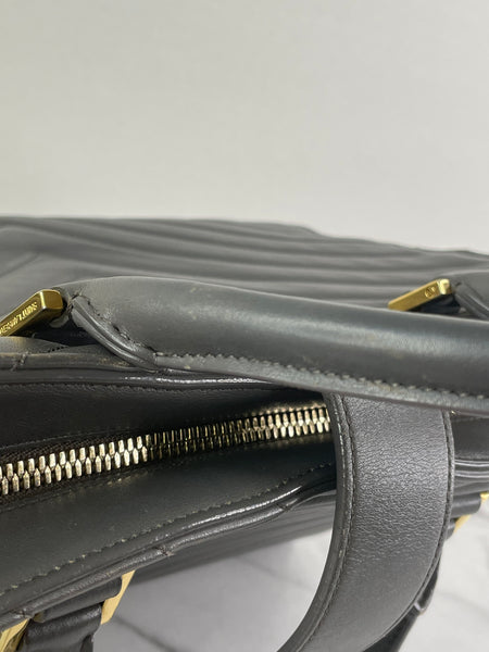 Saint Laurent Grey Calfskin Matelasse Chevron Small Monogram Cabas Shoulder/Crossbody Bag
