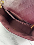 CHANEL Burgundy Grained Calfskin Quilted XXL Travel Flap Bag