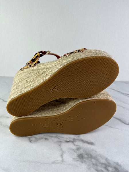 Louis Vuitton Leopard Print Wedge Sandals Size 36